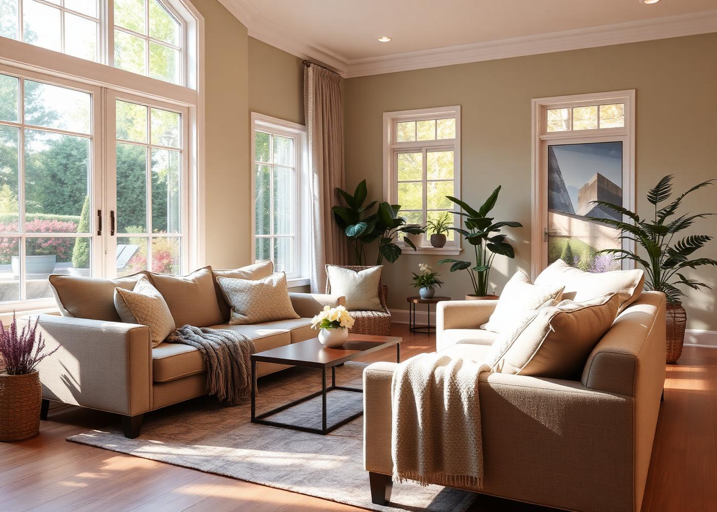 Bright living room inside the home